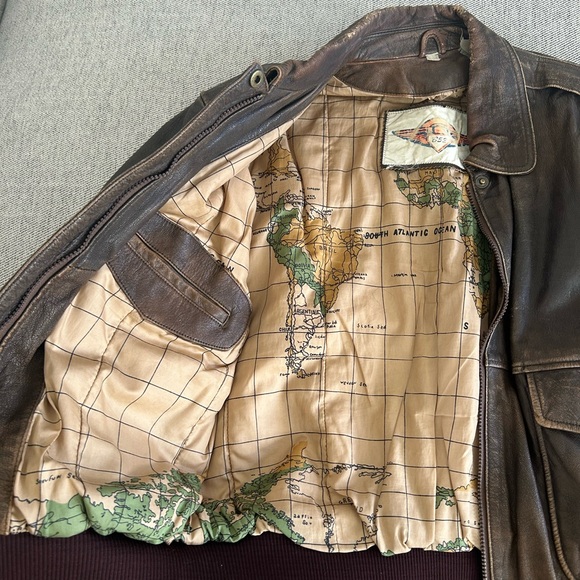 Vintage 100% Leather Brown Bomber Jacket - Picture 9 of 11